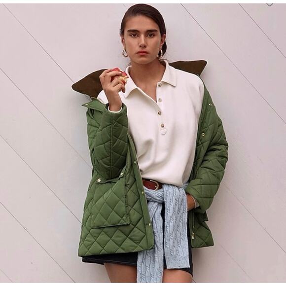 J. Crew Heritage Fleece Polo Sweatshirt Ivory size Medium - Picture 3 of 5